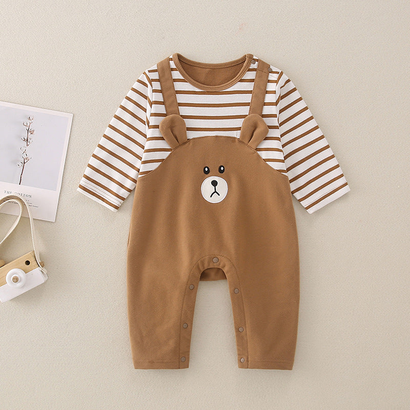Teddy Stripe Newborn Romper