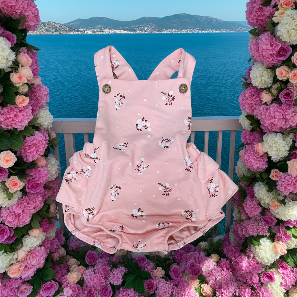 Kids Fashion Print Ruffle Sling Bodysuit