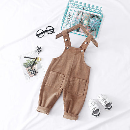 Kids' Chic Solid Color Overalls