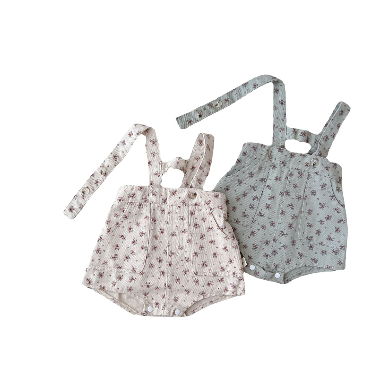 Kids' Cozy Denim Floral Romper