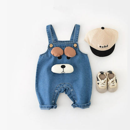 Little Cowboy Cartoon Denim Playsuit