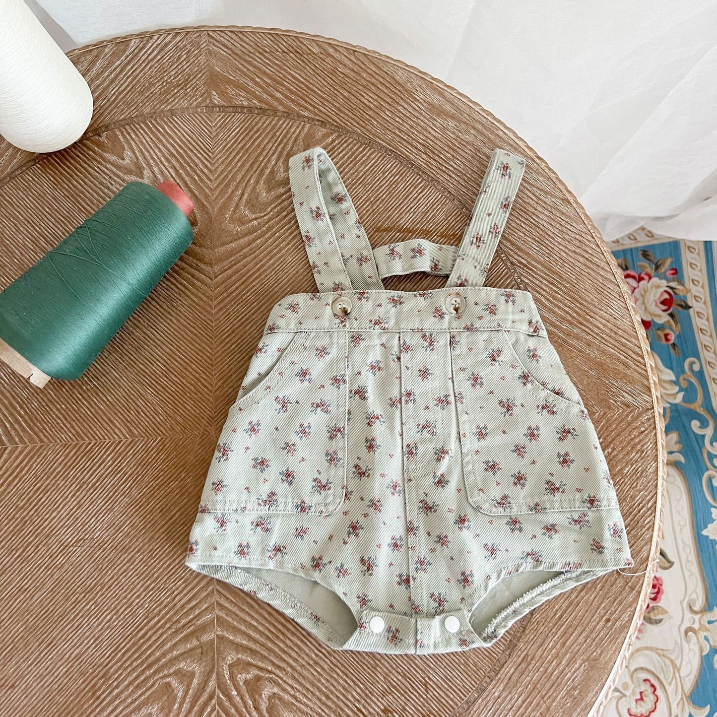 Kids' Cozy Denim Floral Romper