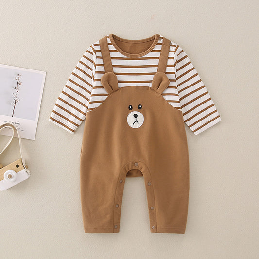 Teddy Stripe Newborn Romper