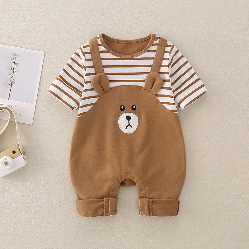 Teddy Stripe Newborn Romper