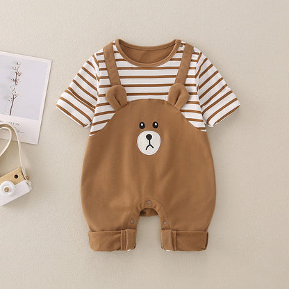Teddy Stripe Newborn Romper