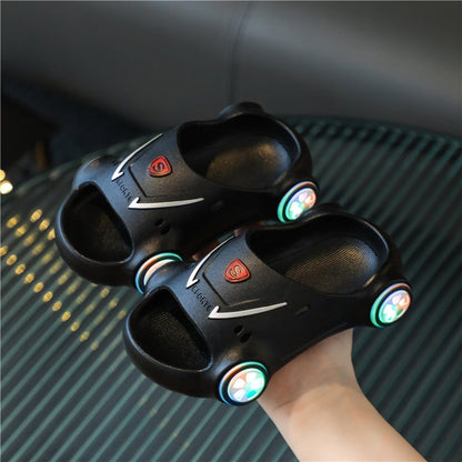 Luminous Cartoon Car Sandals for Kids - Anti-Slip