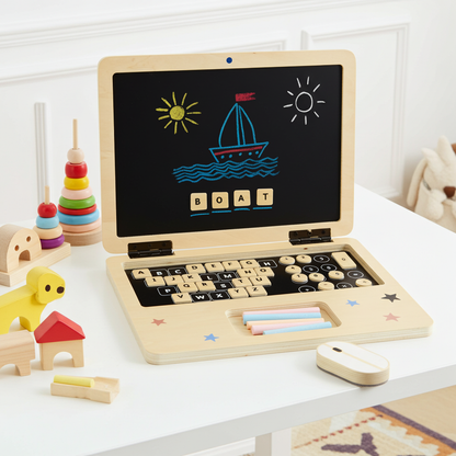 Eco Wooden Laptop Pretend Set