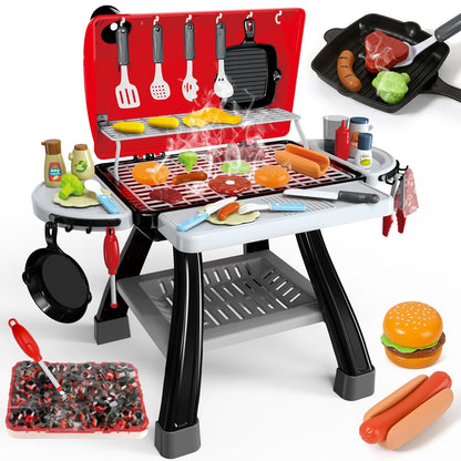 35pcs Kitchen Toy Set Toy BBQ Grill Set Cooking Toy Set Little Chef Play Kids Grill Playset Interactive BBQ Toy Set for Kids Kids Kitchen Playset Toy Christmas Birthday Gift for Boys Girls Kids