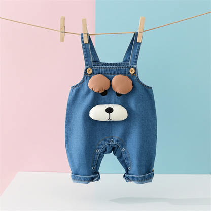 Little Cowboy Cartoon Denim Playsuit