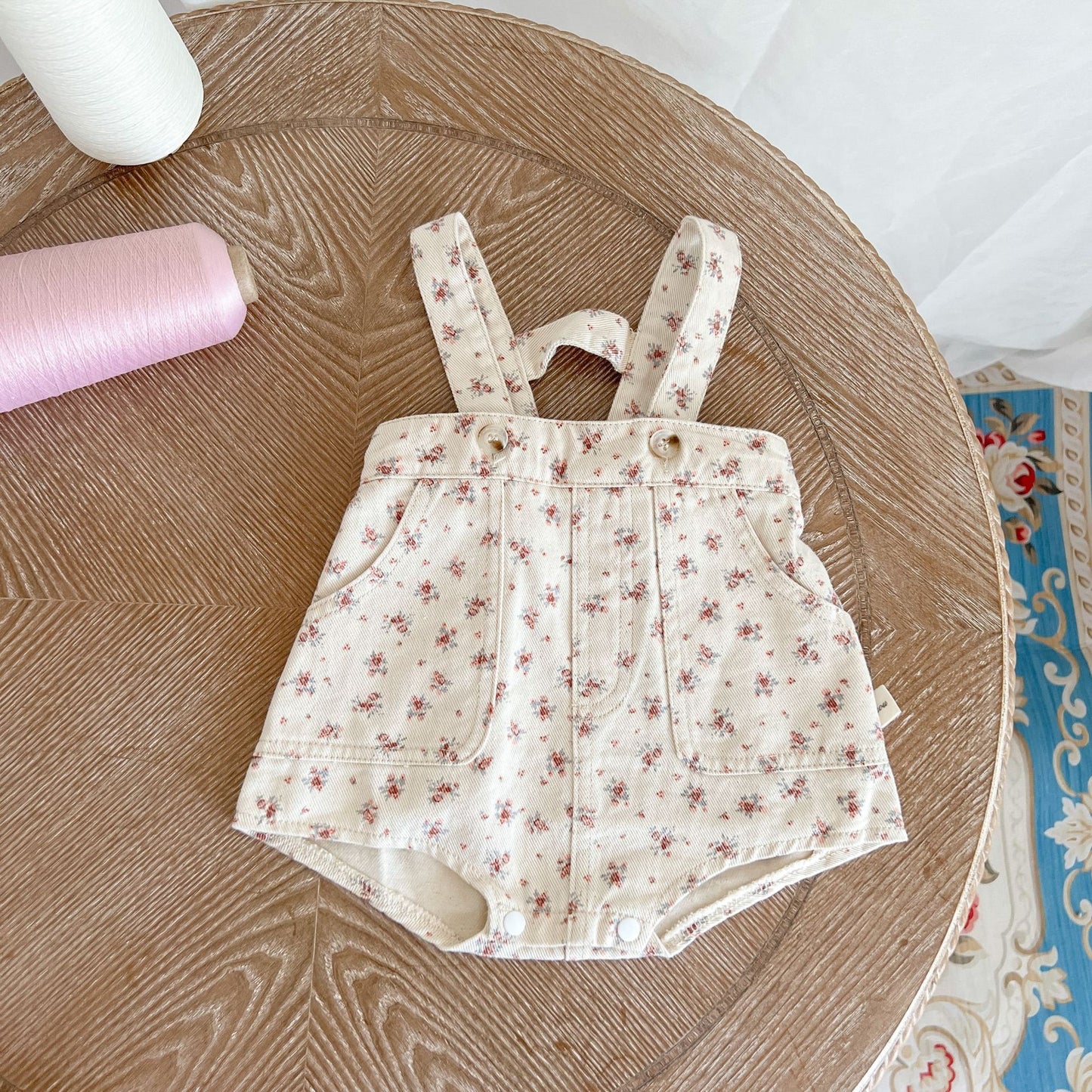 Kids' Cozy Denim Floral Romper