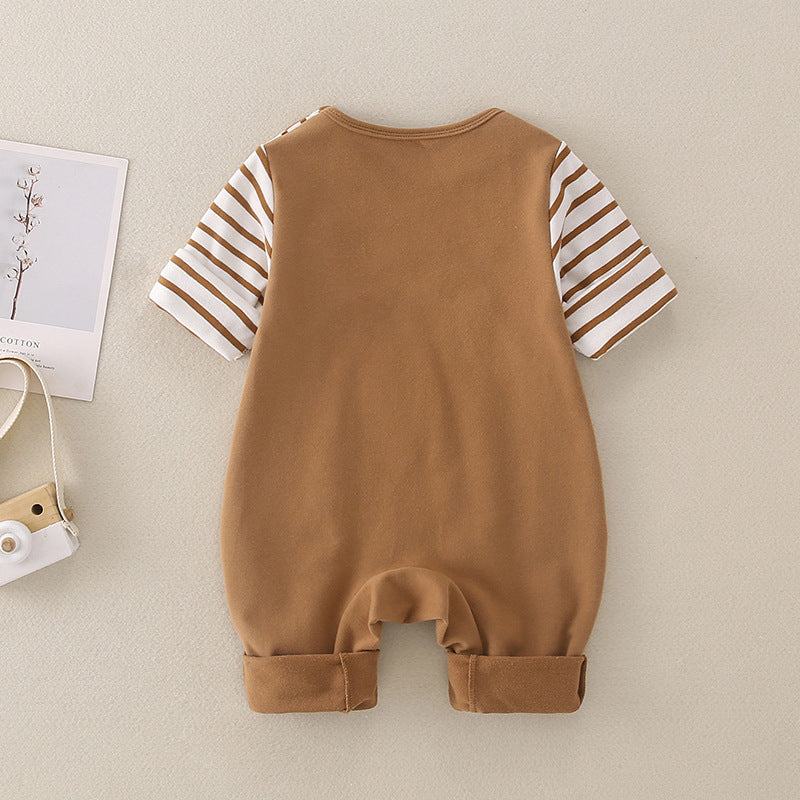 Teddy Stripe Newborn Romper