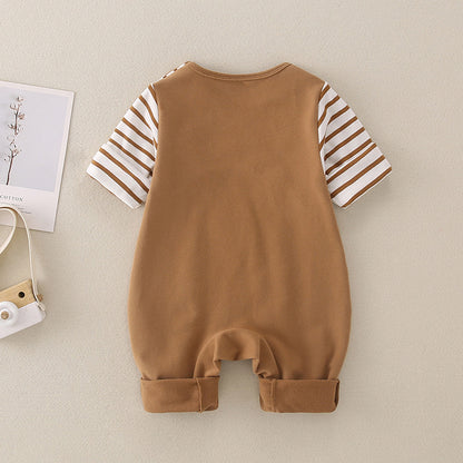 Teddy Stripe Newborn Romper